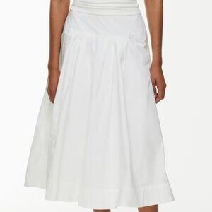 White Drop Waist Cotton Midi Skirt | Aritzia